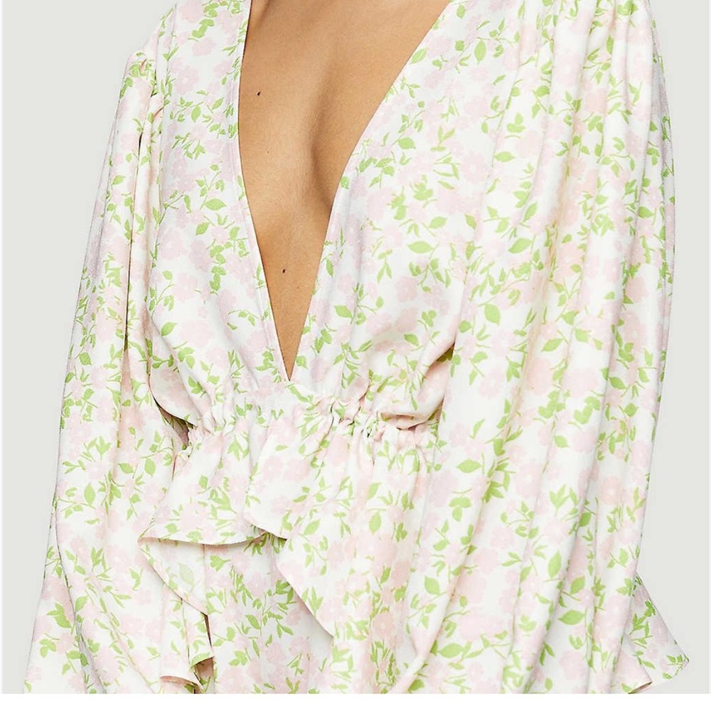 Topshop Pink and Green Floral Dress